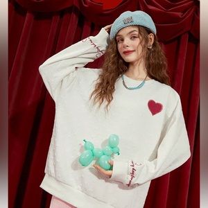 Sweet Design Round Neck Waffle Sweatshirt